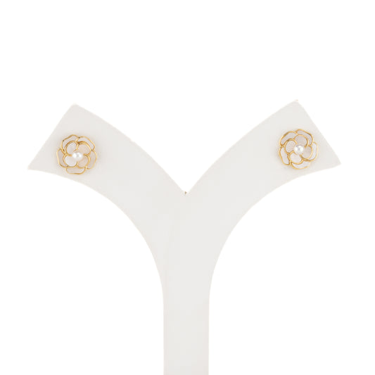 Floral Pearl Stud Earrings