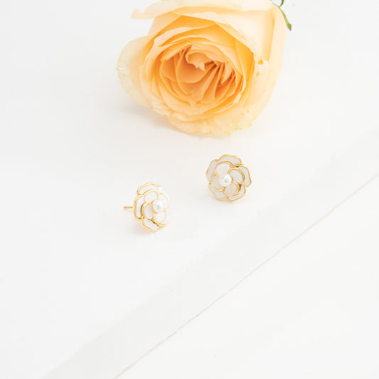 Floral Pearl Stud Earrings