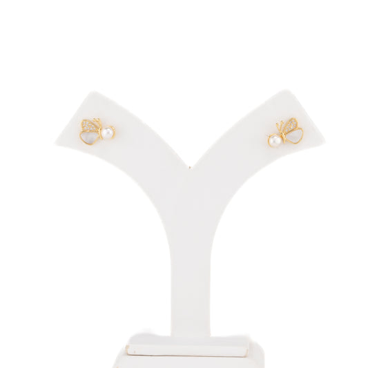 Unique Butterfly Pearl Stud Earrings