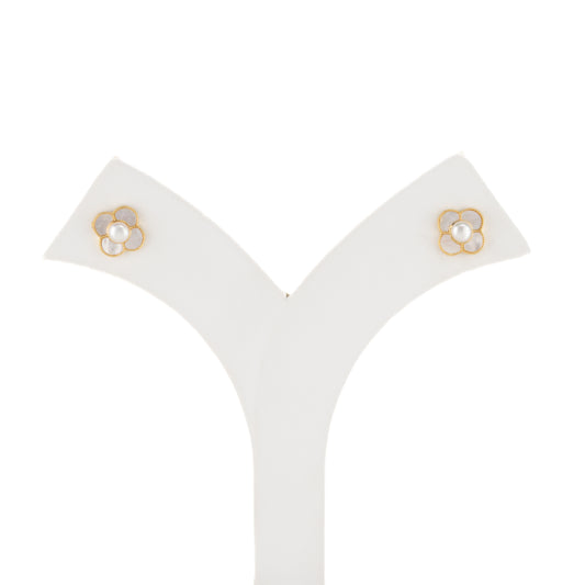 Feminine White Pearl Stud Earrings