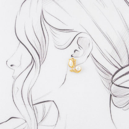 Sleek Pearl Stud Earrings