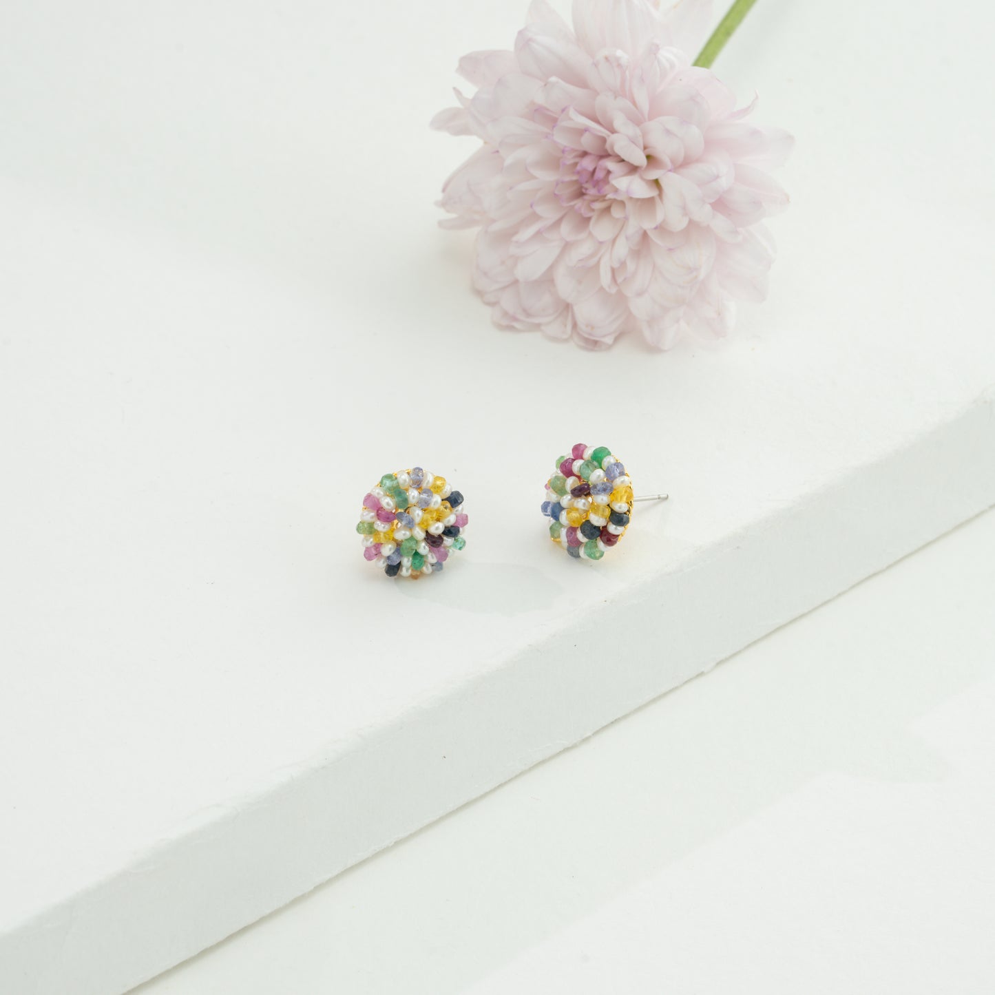 Colorful Multi Color Seed Freshwater Pearl Stud