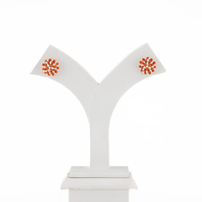 Coral Exotic Seed Freshwater Pearl Stud Earrings