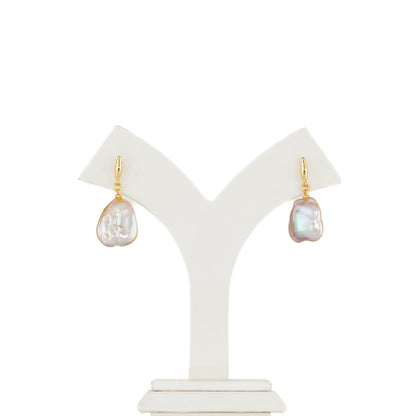 Pink Baroque Hanging Pearl  Earrings