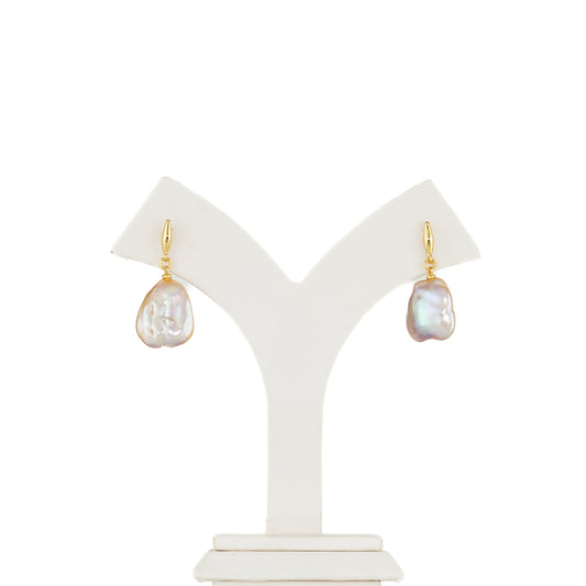 Pink Baroque Hanging Pearl  Earrings