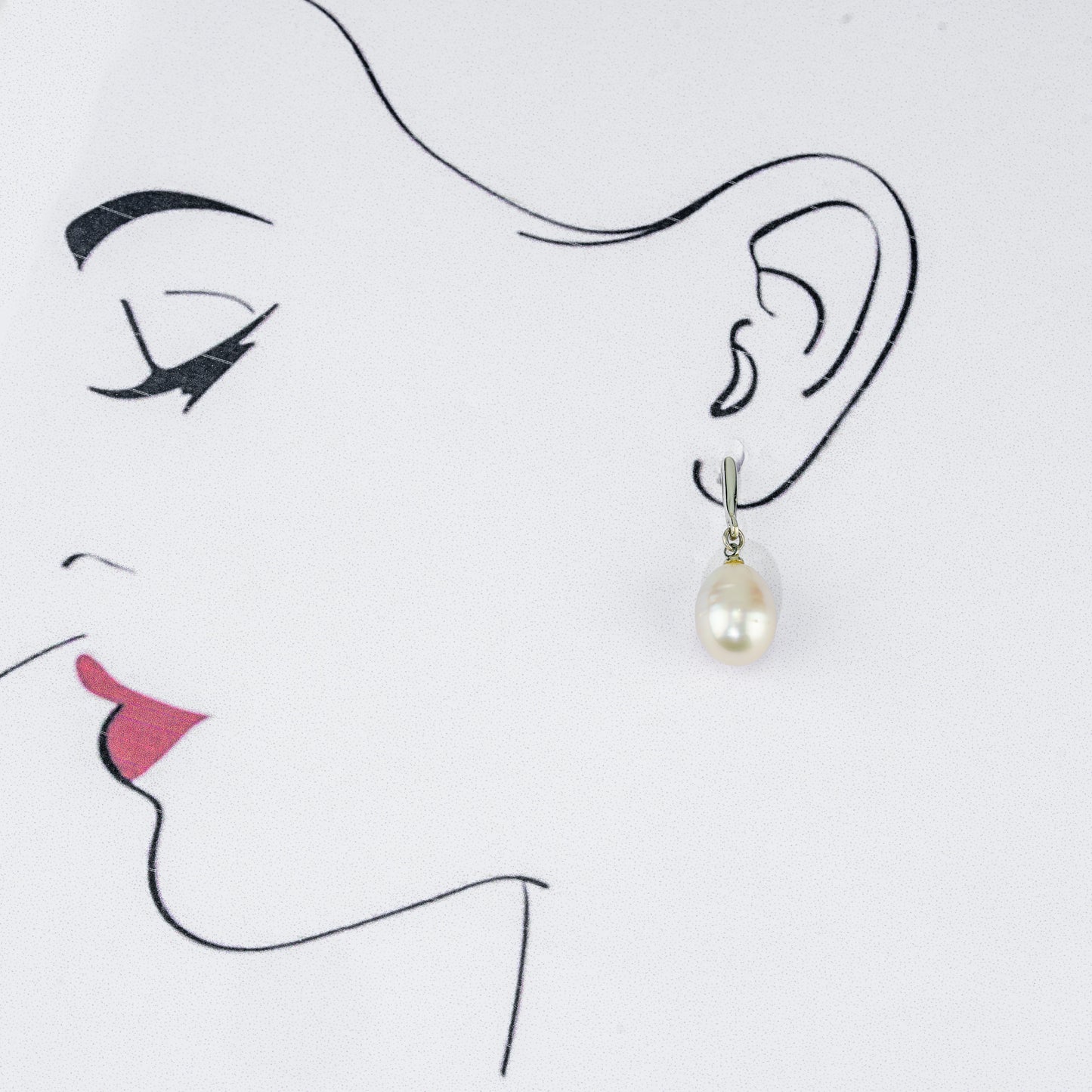 14.0-15.0mm White Drop South Sea Pearl Hanging Earrings