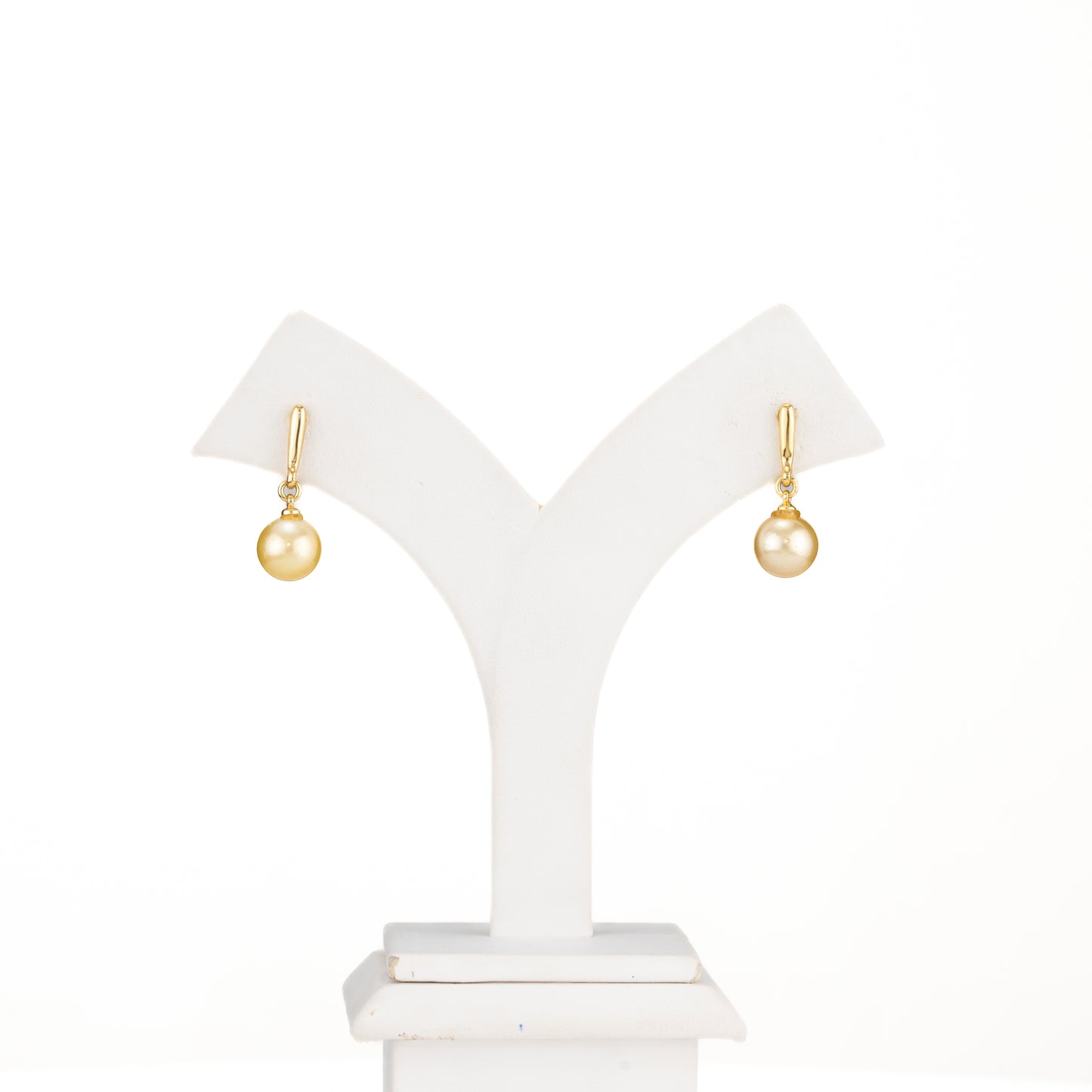 12.0-13.0mm Golden Round South Sea Hanging Pearl Earring