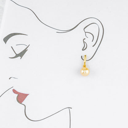 12.0-13.0mm Golden Round South Sea Hanging Pearl Earring