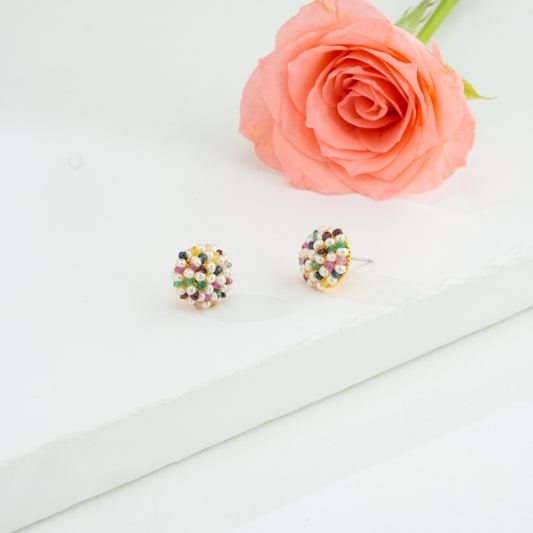 Colorful Multi Color Seed Freshwater Pearl Stud