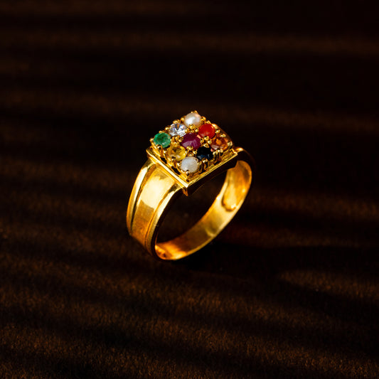 Exquisite Gold Navratan Stone Ring