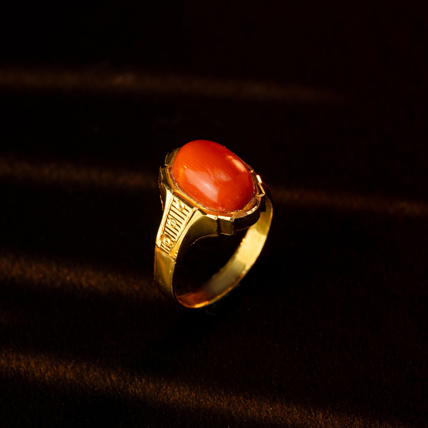 Regal Gold Coral Stone Ring