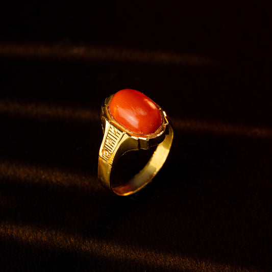 Regal Gold Coral Stone Ring
