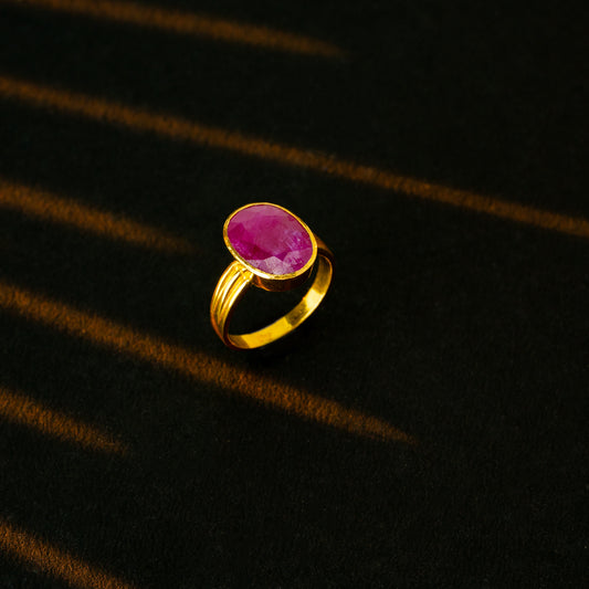 Natural Ruby Gold  Stone Ring