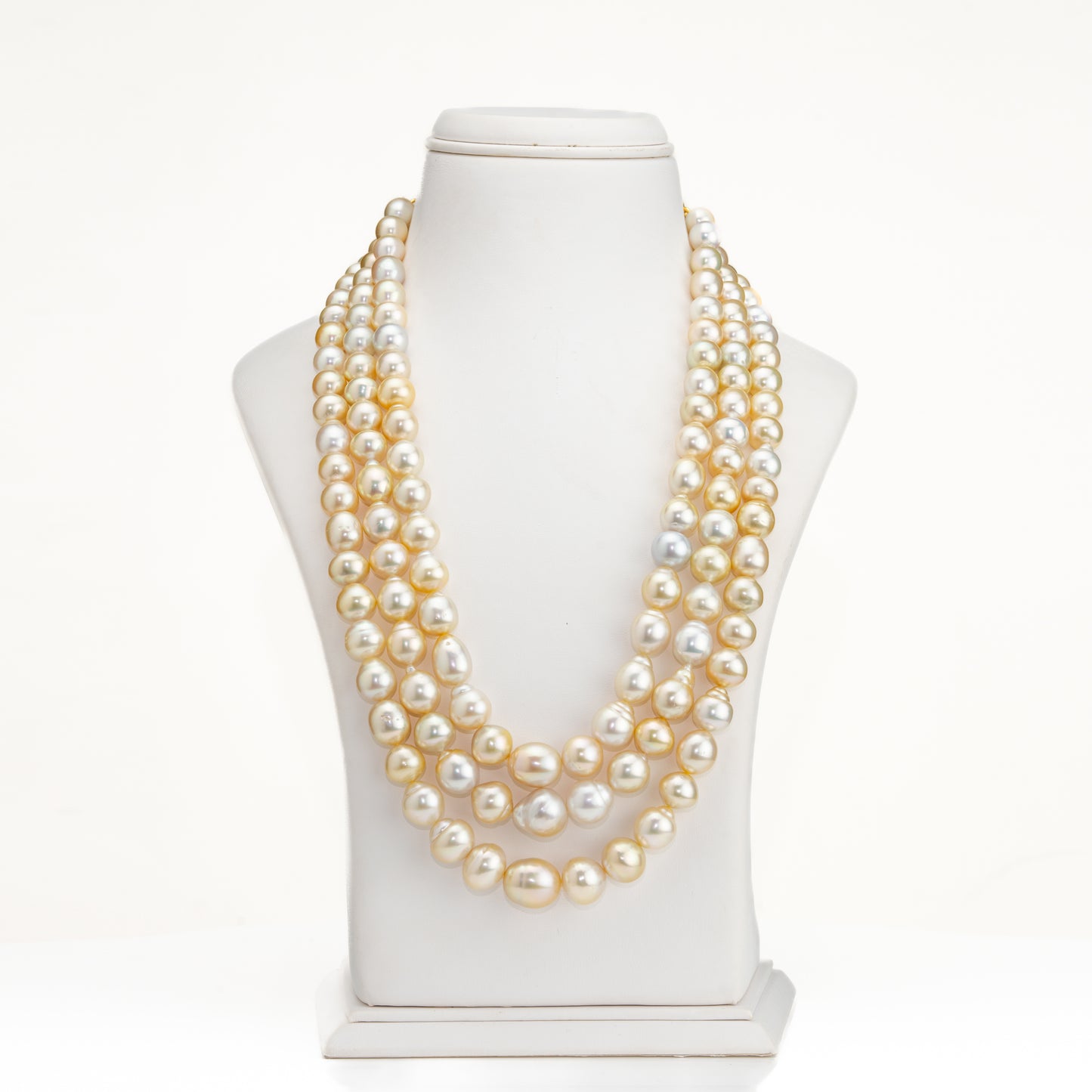 12.0-13.0mm Cream Drop Ringed South Sea Pearl Necklace Set - A Quality