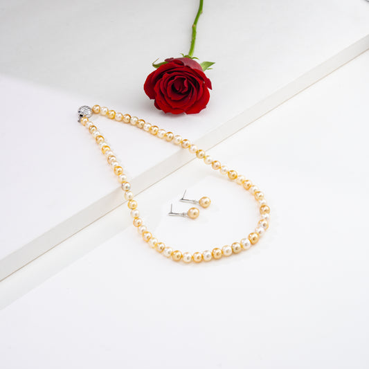 7.0-8.0mm Multicolor Near Round South Sea Pearl Necklace Set - AA Quality