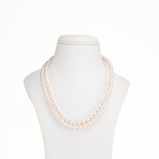 Grading White Round Saltwater Akoya Pearl Necklace Set - AAA Quality