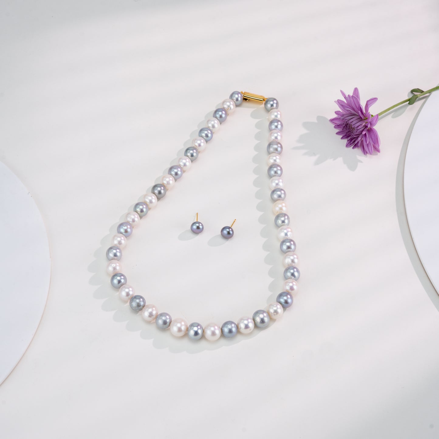 9.0-10.0mm Multicolor Near Round Freshwater Necklace Set - AA Quality