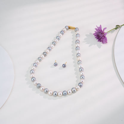 9.0-10.0mm Multicolor Near Round Freshwater Necklace Set - AA Quality