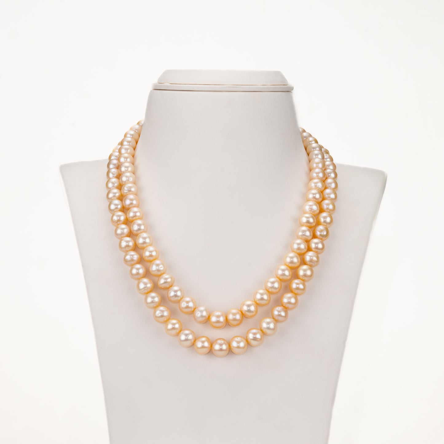 9.0-10.0mm Pink Near Round Freshwater Pearl Necklace Set - AA Quality