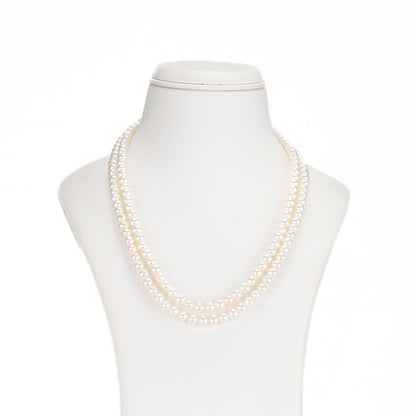 6.0-7.0mm White Near Round Freshwater Pearl Necklace Set - AA Quality