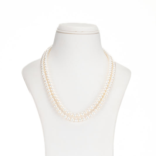 6.0-7.0mm White Near Round Freshwater Pearl Necklace Set - AA Quality