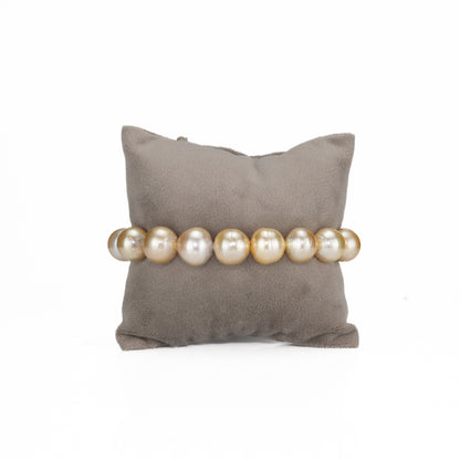 12.0-13.0mm Round Golden South Sea Pearl Bracelet - AA Quality