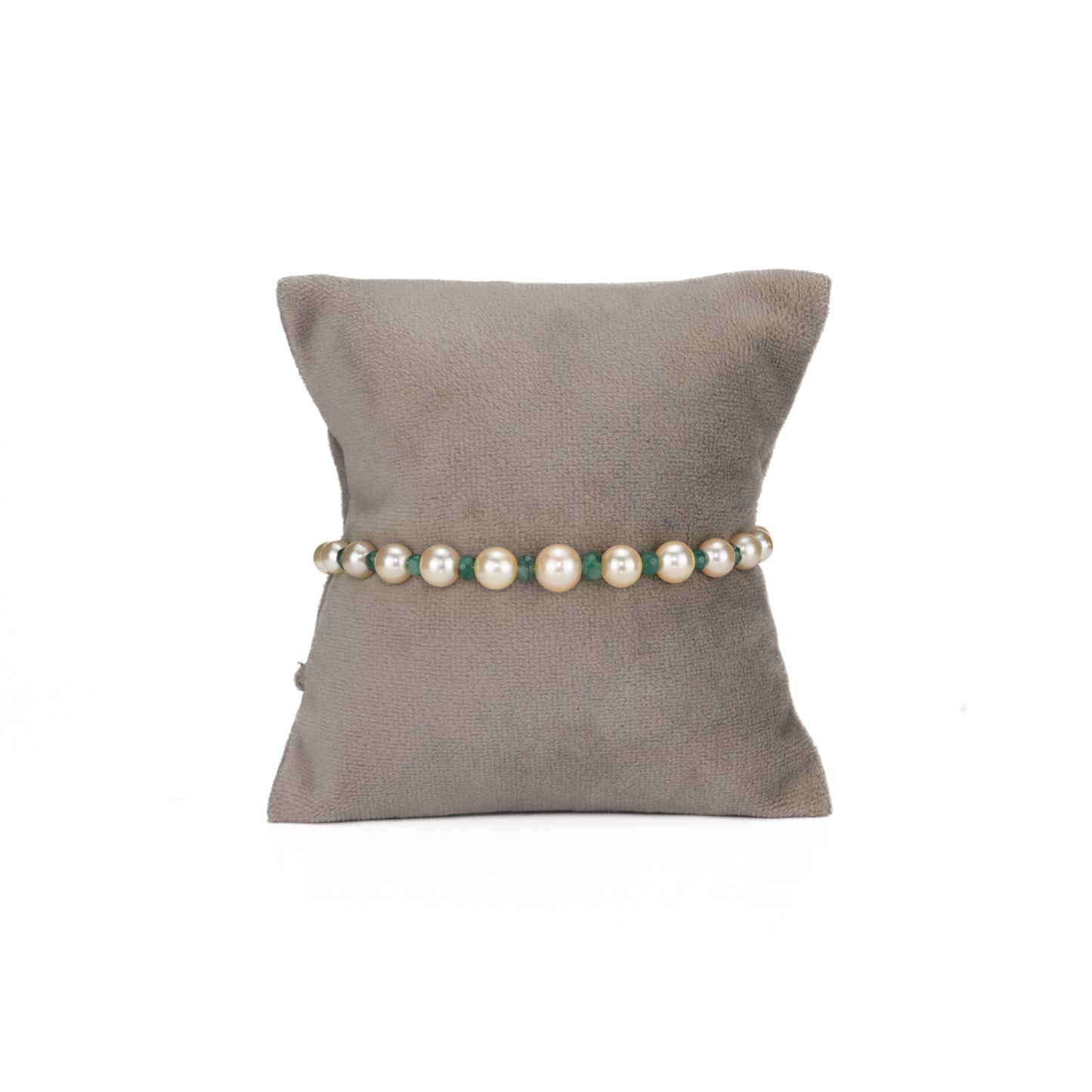 5.0-6.0mm Natural Emerald And Golden Akoya Saltwater Pearl Bracelet - AA Quality