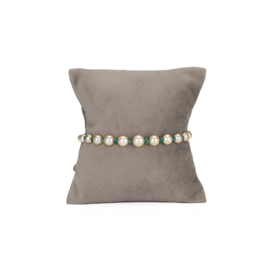5.0-6.0mm Natural Emerald And Golden Akoya Saltwater Pearl Bracelet - AA Quality