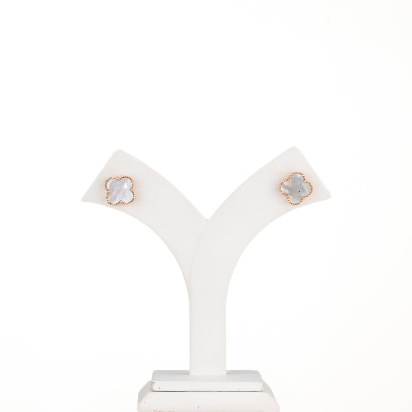 Aurora Shell Clover 18K Rose Gold Pearl Earrings