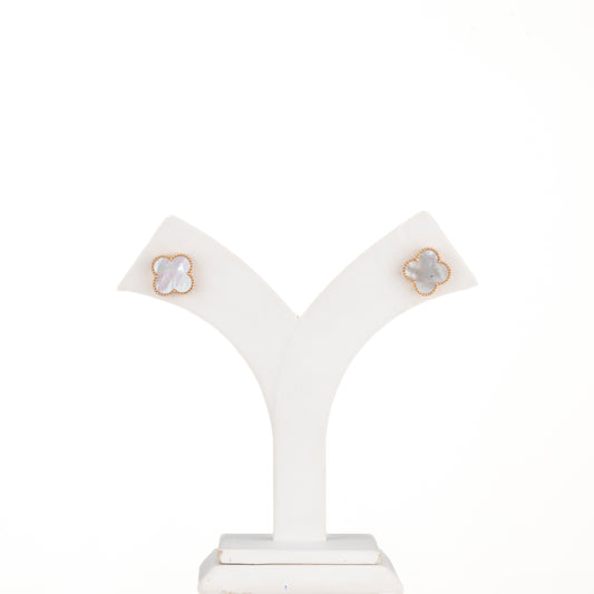 Aurora Shell Clover 18K Rose Gold Pearl Earrings
