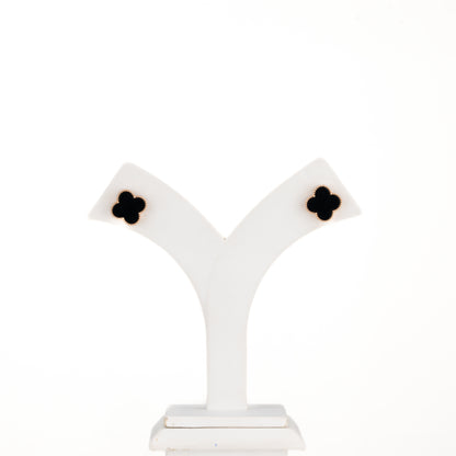 Elegance Black 18K Rose Gold Stud Earrings