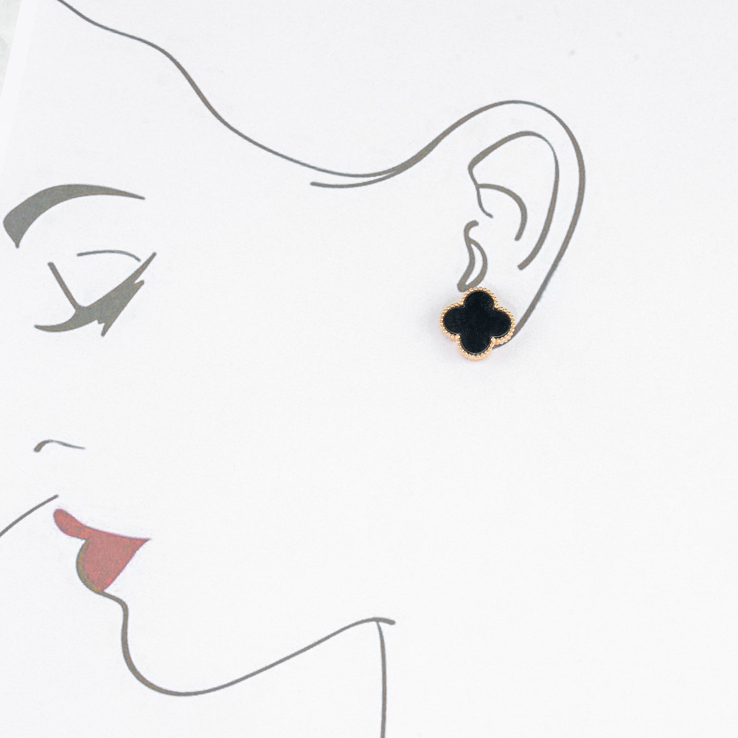 Elegance Black 18K Rose Gold Stud Earrings