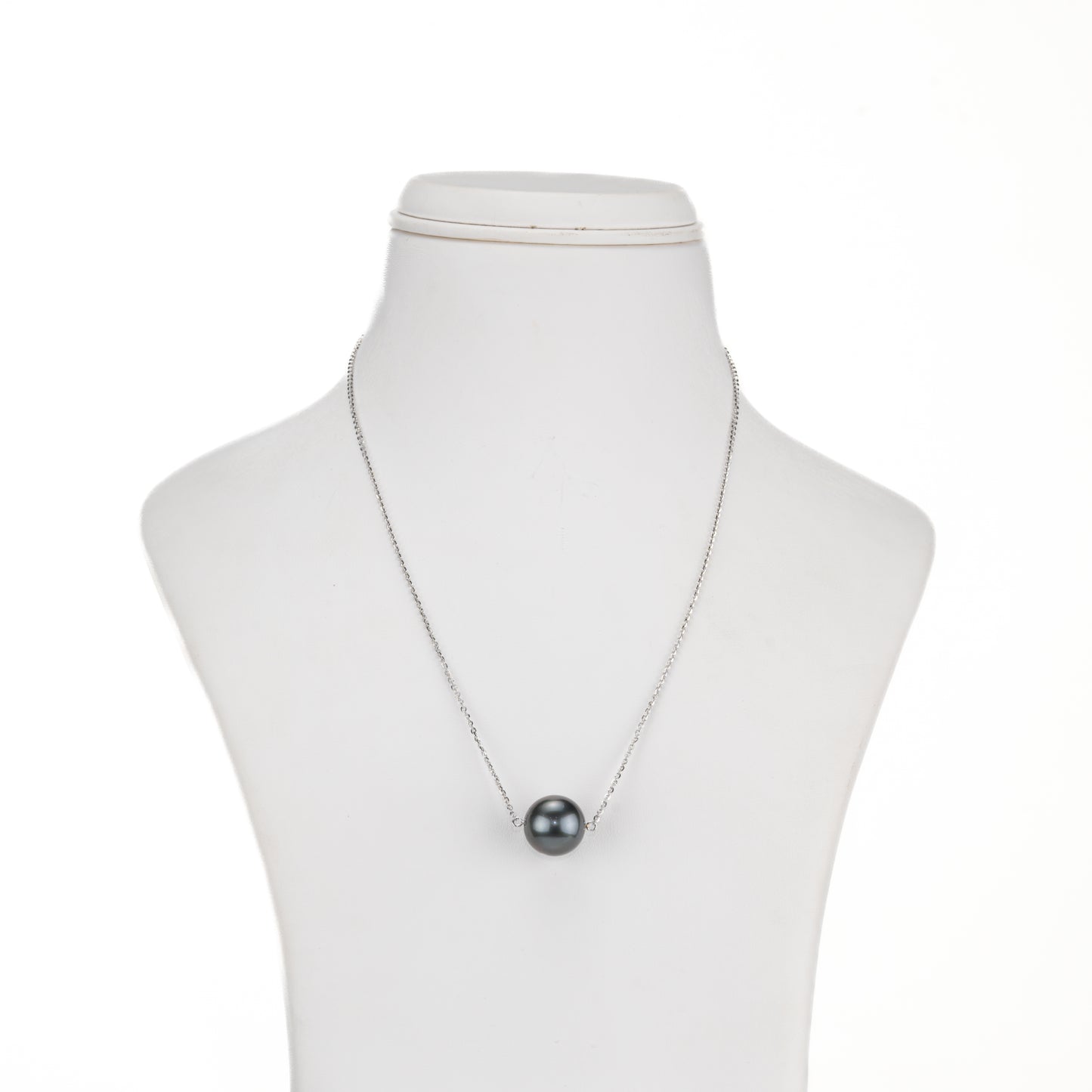 13.0-14.0mm Black Tahitian Saltwater Pearl With 18K White Gold Chain - AAA Quality