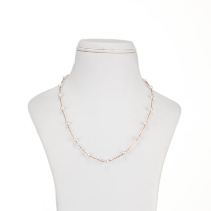 5.0-6.0mm White Akoya Saltwater Pearl With 18K Rose Gold Chain -AAA Quality