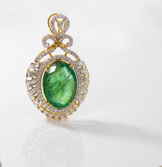Exotic Diamond Emerald Pendent