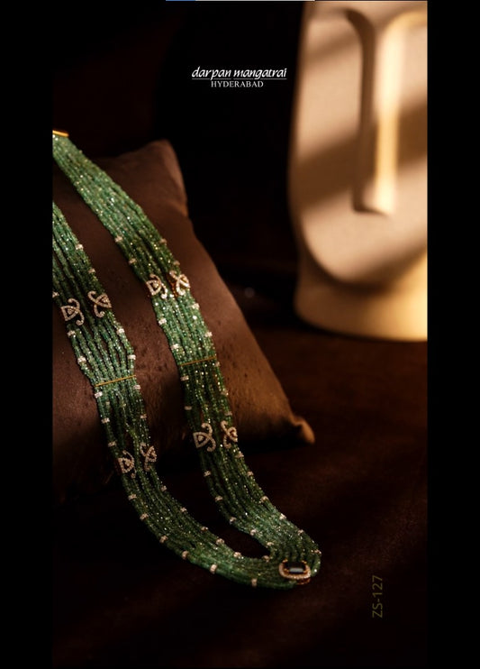 Exclusively Emerald Beads Diamond Necklace