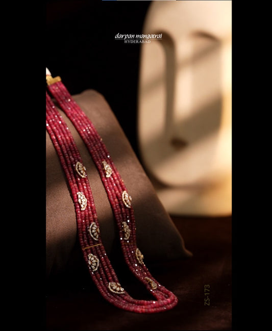 Shimmering Ruby Beads Diamond Necklace