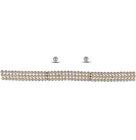 Adorable White Freshwater Pearls Choker Set