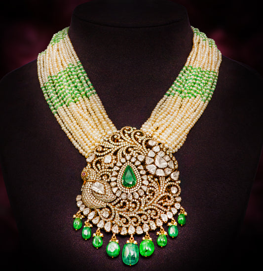 Vintage Pearls With Polki  Necklace Set