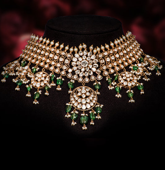 Royal Rajakumari Polki, gold and Emerald Choker