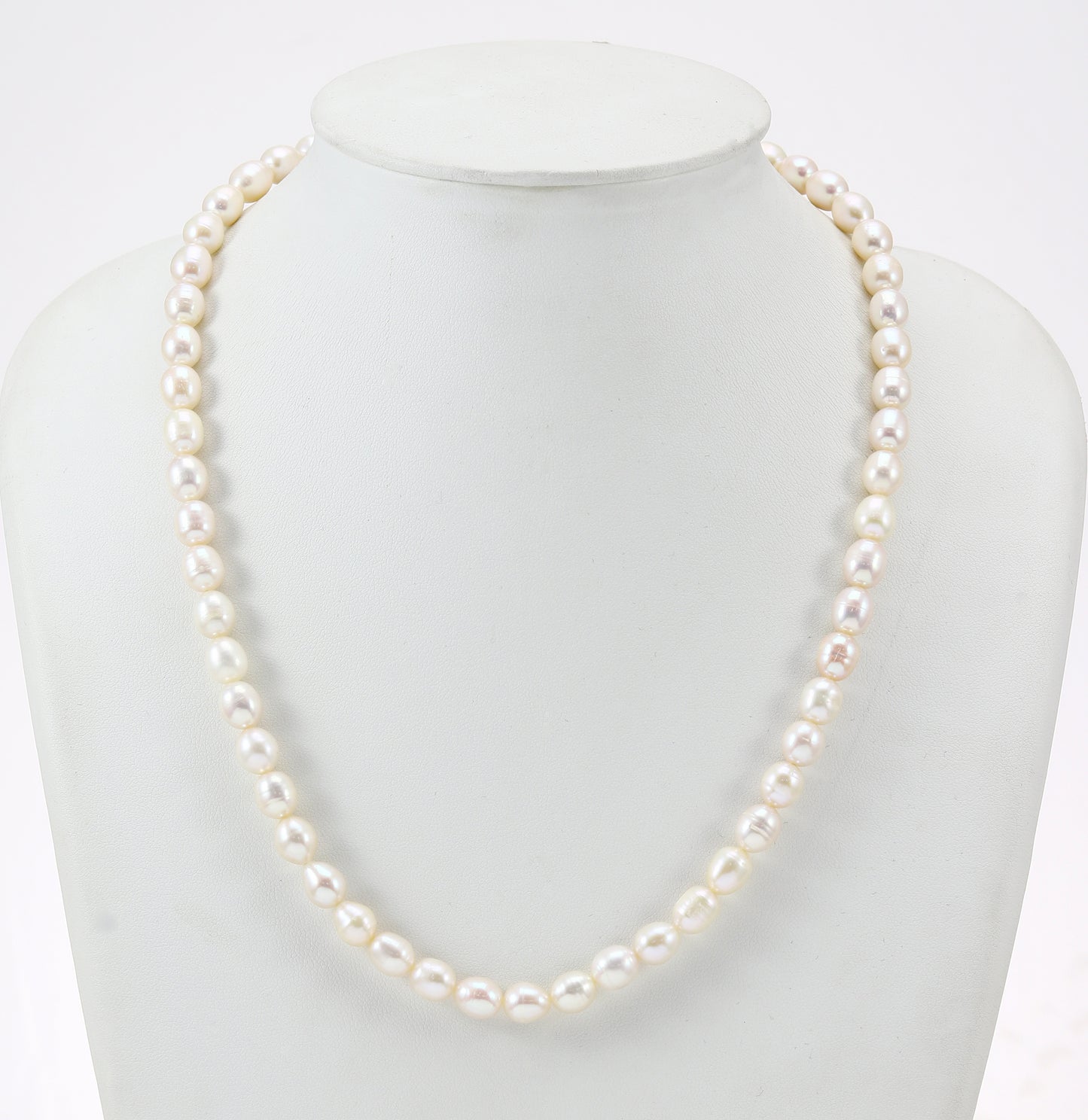 7.0-8.0mm White Drop Freshwater Pearl Necklace Set - A Quality