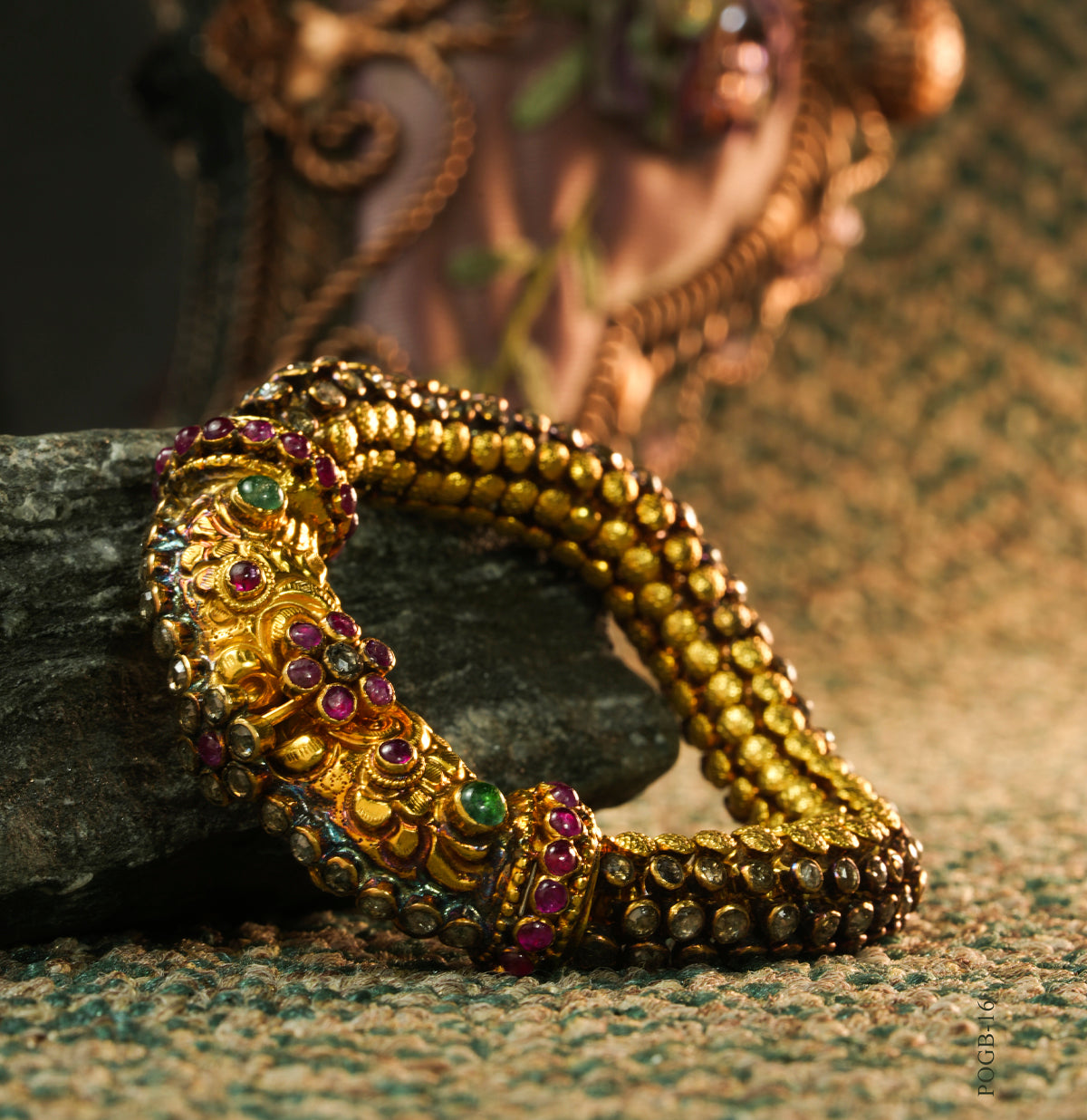 Brilliant Gold Ruby Emerald Bracelet