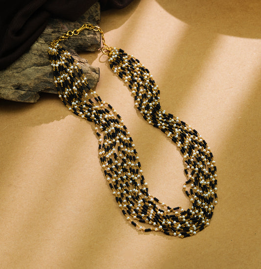 Ethereal Black Beads Taar Mala Necklace