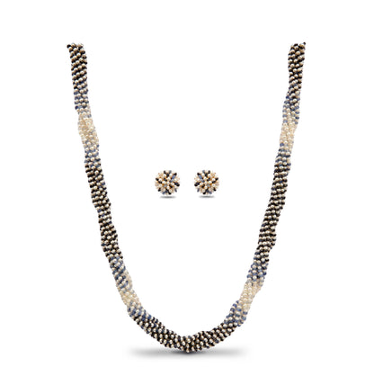 Natural Shaded Blue Sapphire and 1.0-2.0mm Seed Freshwater Pearls Necklace Set - AAA Quality