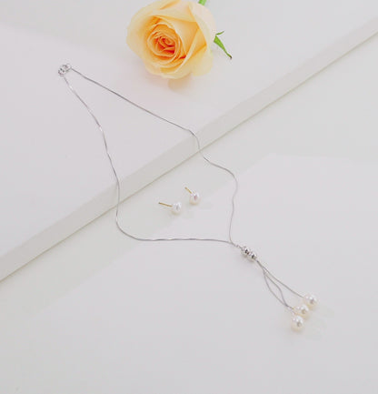 Lovely Silver Freshwater Pearl Neckacle Set