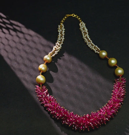 Exquisite Ruby Pearl Necklace