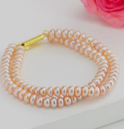 Graceful Pink Button Freshwater Pearl Bracelet