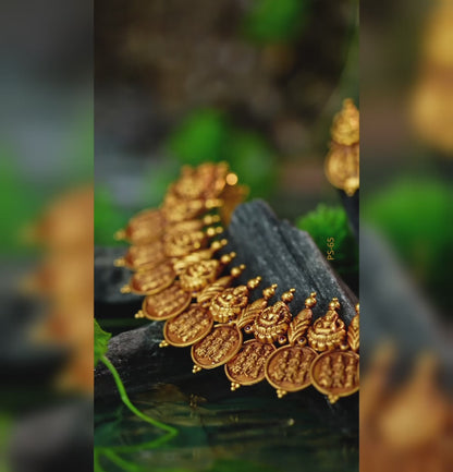 Decorative Lord laxmi Ji kasu Necklace Set