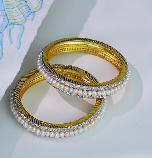 Precious Stone Freshwater Pearl Bangle