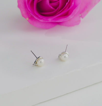 Glossy Pearl Stud Earrings